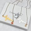 sterling silver and gold heartbeat charm necklace